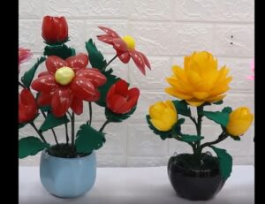 ایده های زیبای گلدان گل با قاشق های پلاستیکی